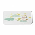 thumbnail image 1 of Unicorn Computer Mouse Pad, Baby Mystic Unicorn Girl Sitting on Fluffy Clouds and Hunting Nursery Image Print, Rectangle Non-Slip Rubber Mousepad X-Large, 35" x 15", Green Yellow, by Ambesonne, 1 of 2