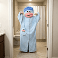 thumbnail image 5 of Monster Onesie Animal Pajamas Cosplay Costume Without Shoes, Big Eyes Wide Mouth Monster Jumpsuit, Funny Halloween Costume for Couples, Parties, Photos and Lounging, and Costume Events, Blue:S, 5 of 5