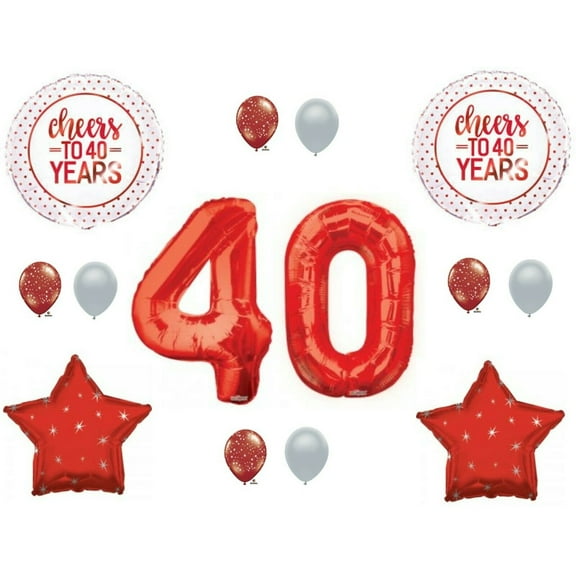 Cheers To 40 Years Birthday or Wedding Anniversary Party Balloons Decorations