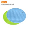 thumbnail image 3 of Uxcell 4pcs Silicone Trivet Mat Drain Placemat Thermal Insulation Non-slip Table Pad-Green+Sky Blue, 3 of 5