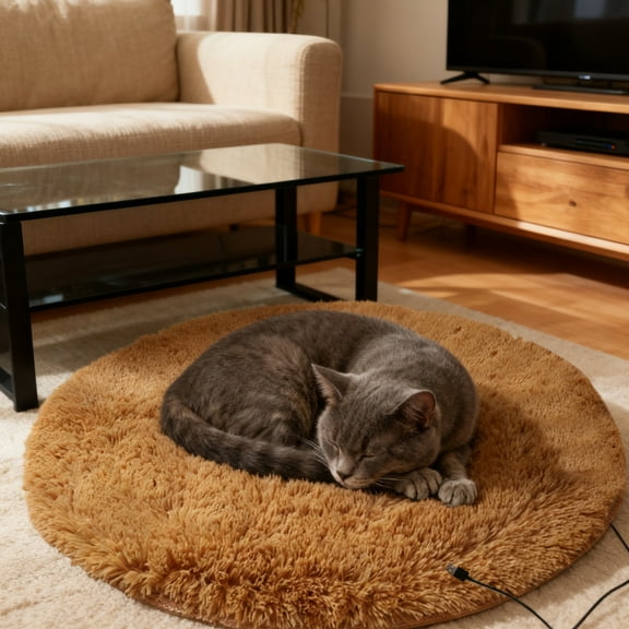 Self-Warming Heated Mat for Pets 40x40cm, Soft Winter Carpet Pad – Non-Electric Crate Warmer for Cats and Dogs, Indoor Floor Cushion for Cold Weather Comfort