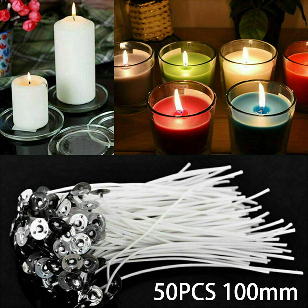 10cm Pre-Waxed Cotton Candle Wicks Pre-Tabbed Home Candle Making Wick 100mm 