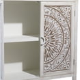 thumbnail image 6 of DecMode 39" x 39" Beige Wood Intricately Carved 1 Shelf and 2 Door Floral Cabinet, 1-Piece, 6 of 18