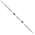thumbnail image 3 of Gem Stone King 925 Silver and 10K Yellow Gold White Moissanite and Purple Amethyst and White Lab Grown Diamond Bracelet for Women (2.27 Cttw, Gemstone, Cushion 6MM, 7.5 inches, Made in Italy), 3 of 4