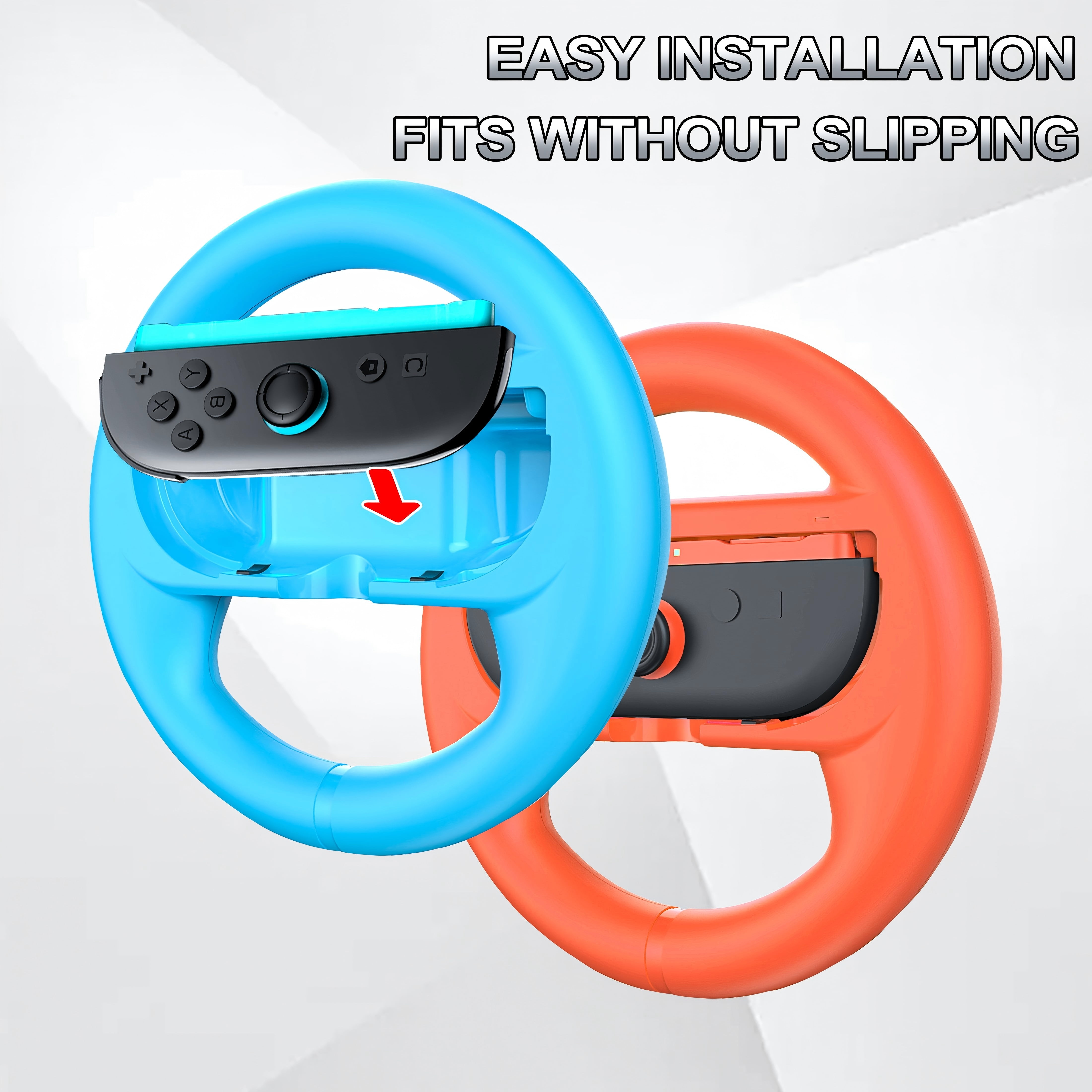 YUOY Joy-Con Grip (2 Pack) & Steering Wheel (2 Pack) for Nintendo