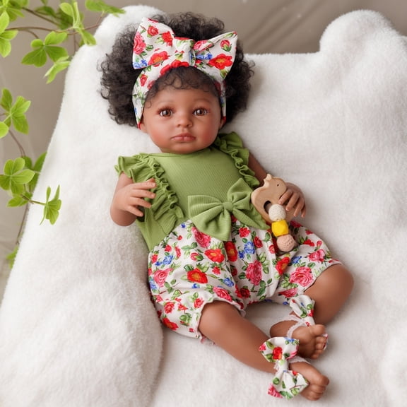 BABESIDE Reborn Dolls Black -20Inch -Soft cloth Body & Curls -Dolls African American Dolls Cloth Body with Gift Box for Kids