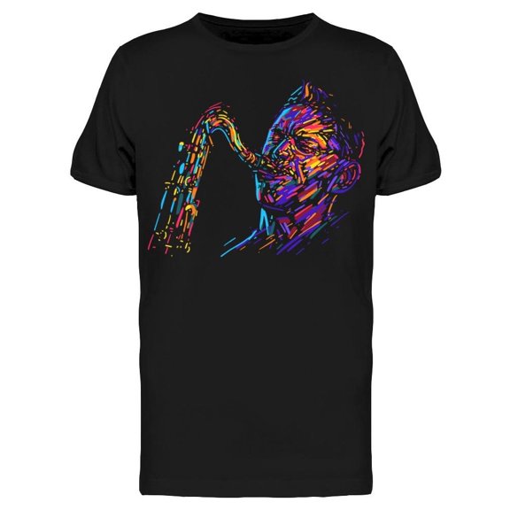 Saxophone Player In Dark Tee Men's -Image by Shutterstock