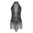 thumbnail image 3 of iiniim Women Shiny Latin Dance Leotard Fringe Salsa Tango Flapper Dress Cha Cha Cocktail Tassel Dress Black L, 3 of 7