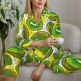 thumbnail image 6 of Fotbe Watercolor Kiwi Fruits Summer Pattern Long Sleeve Pajama Set for Women,Sleepwear Set,2-piece Loungewear Set,Soft PJs Comfy Nightwear with Pockets -Medium, 6 of 7