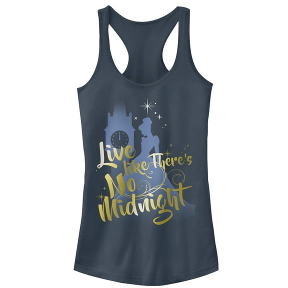 Junior's Cinderella Live Like No Midnight  Racerback Tank Top Indigo 2X Large
