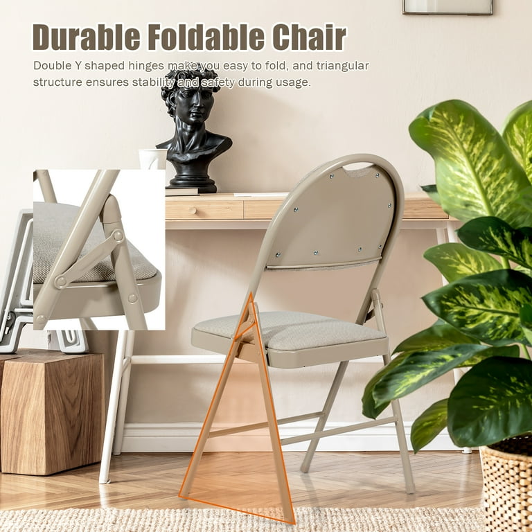 Beige metal folding chairs hotsell
