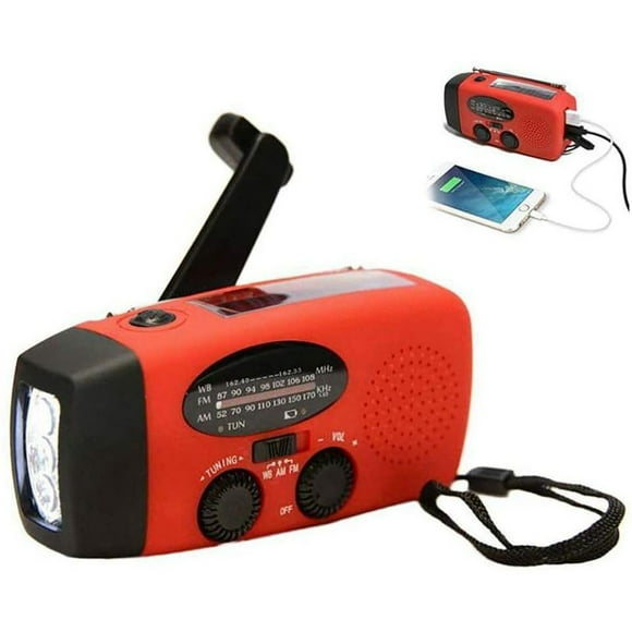 Solar Hand Crank Radio AM/FM with LED Flashlight and USB Power Bank