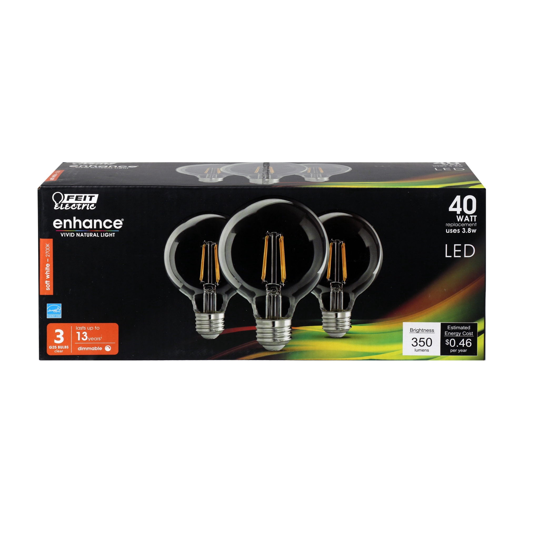 FEIT ELECTRIC G2540/927CA/FIL/3/RP 40-Watt Equivalent G25 Dimmable ...