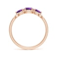 thumbnail image 2 of ANGARA Natural Floating Three Stone Amethyst Ring with Diamond Halo in 14K Rose Gold for Women (Size-5mm) | February Birthstone, Birthday, Anniversary, Jewelry Gift for Women | Natural Amethyst Ring, 2 of 9