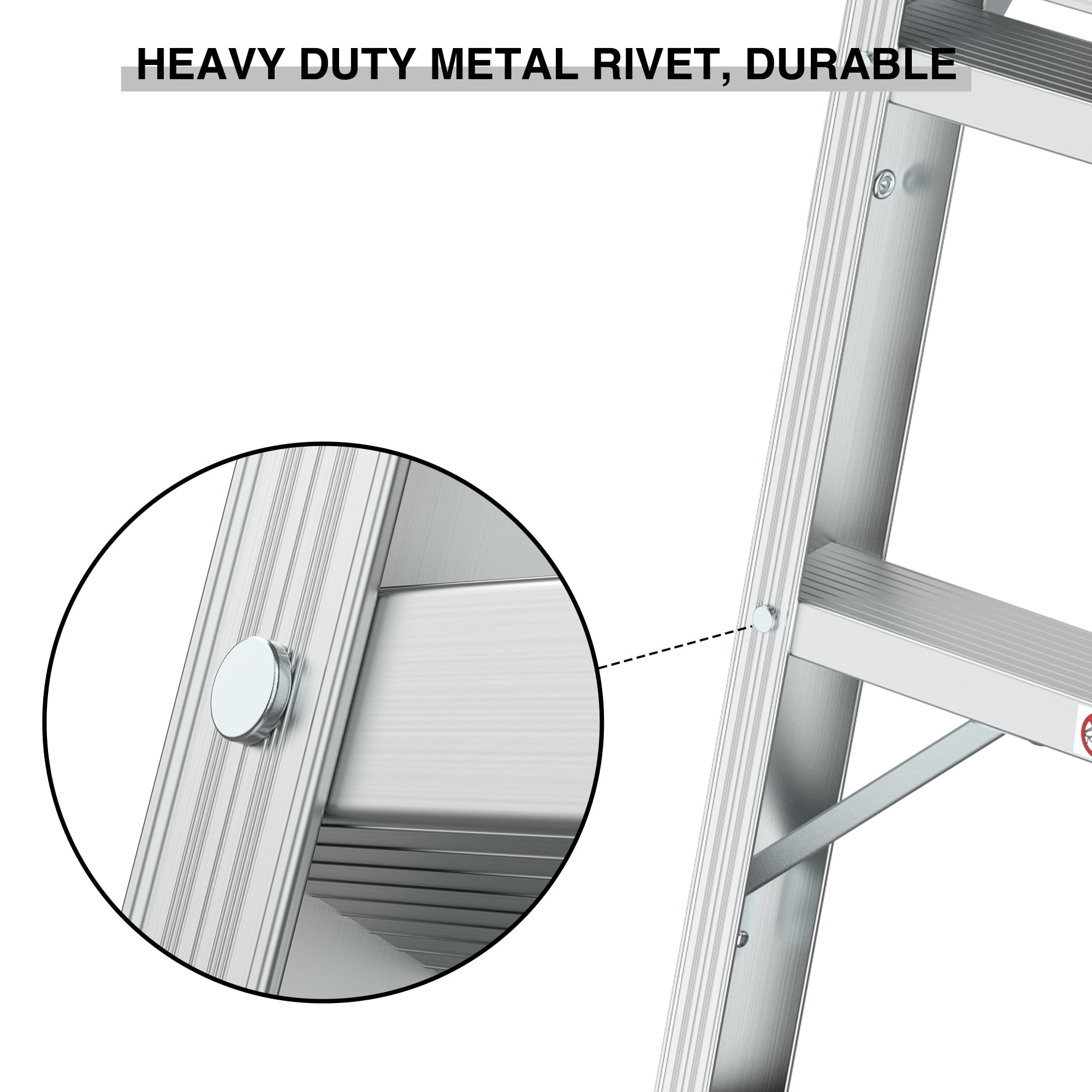 Kadyn Work Platform Aluminum Step Ladder, Heavy Duty Aluminum Folding Ladders Stool w/Non-Slip Matb, Silver Duty Portable Bench Ladders Stool, Aluminum Work Platform