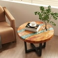 thumbnail image 2 of Costway 24" Round Teak Wood End Table with Epoxy Resin Tabletop Mahogany Base for Patio, 2 of 10