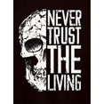thumbnail image 2 of Camiseta de manga corta con cuello redondo y estampado gráfico de calavera "Never Trust the Living" para hombre. Camiseta informal de verano para uso diario y vacaciones. Camisetas de ocio., 2 of 5