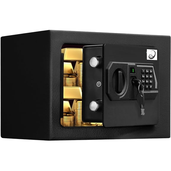 Safe Box 0.23 Cubic   Digital  Box, Keypad Lock Box Cabinet Safes, Solid Alloy  Office Hotel  Safe, HB17 Black