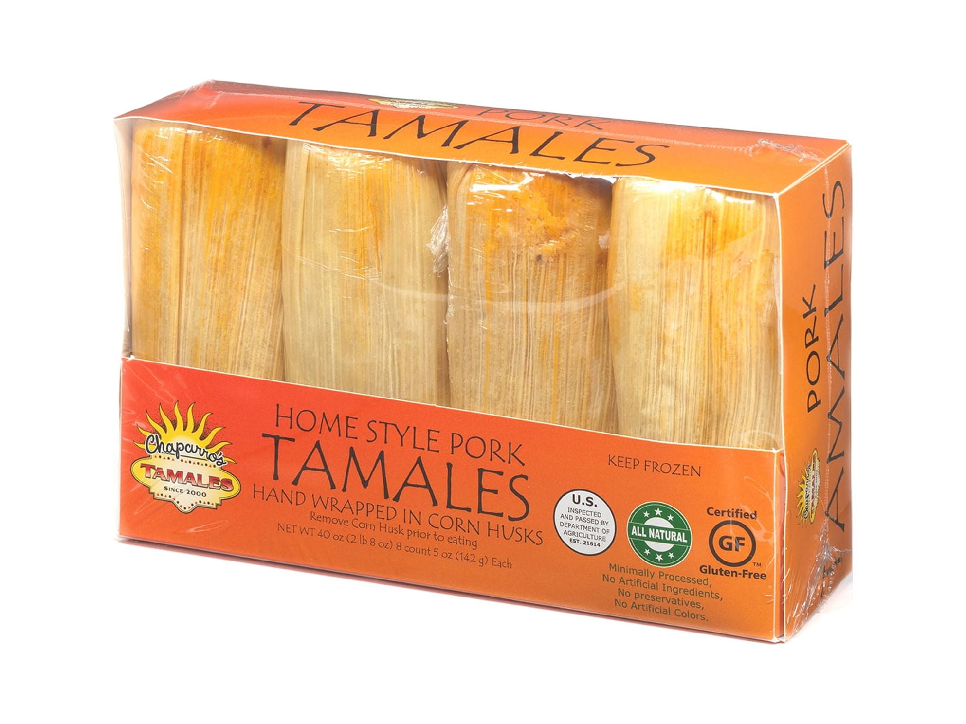 Chaparros Tamales, Gluten Free, 8 pack, 5 Oz (Frozen)