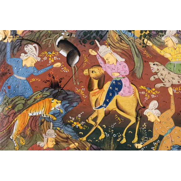 Detail From Painting From 17Th Century Persian Manuscript Man On Camel Spearing Tiger Canvas Art - Ken Welsh  Design Pics (18 x 12)