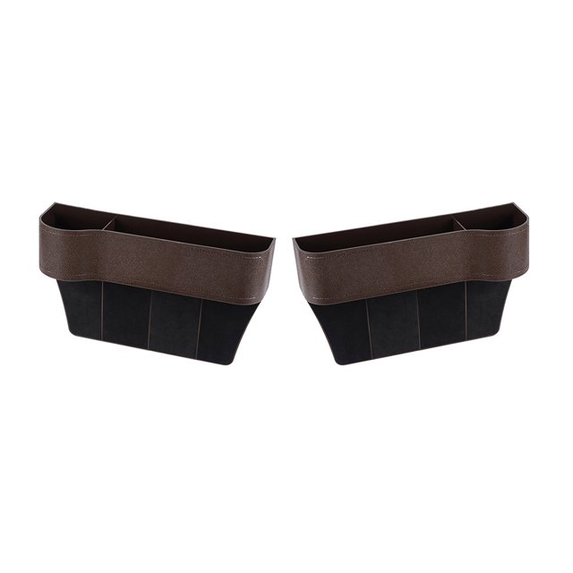 Mistaha Car Gap Storage Box Seat Crevice Organizer Set in Brown Color - ABS & PU Leather Material - Fits Both Driver and Passenger Side - 2 Pack Kit
