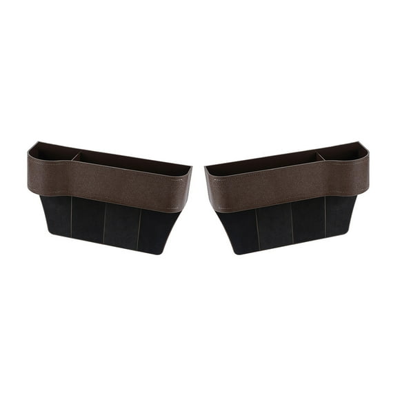 Mistaha Boîte de Rangement pour Fentes de Voiture en Couleur Marron - Matériau ABS & Cuir PU - Convient aux Côtés Conducteur et Passager - Kit de 2