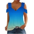 thumbnail image 1 of Camisas de Manga Corta para Mujeres, Cuello en V Plegable Fuera Del Hombro Blusa Casual Hecha de Poliéster Cómodo para el Uso Diario de Verano, Tops de Bikini para Mujeres, 1 of 5