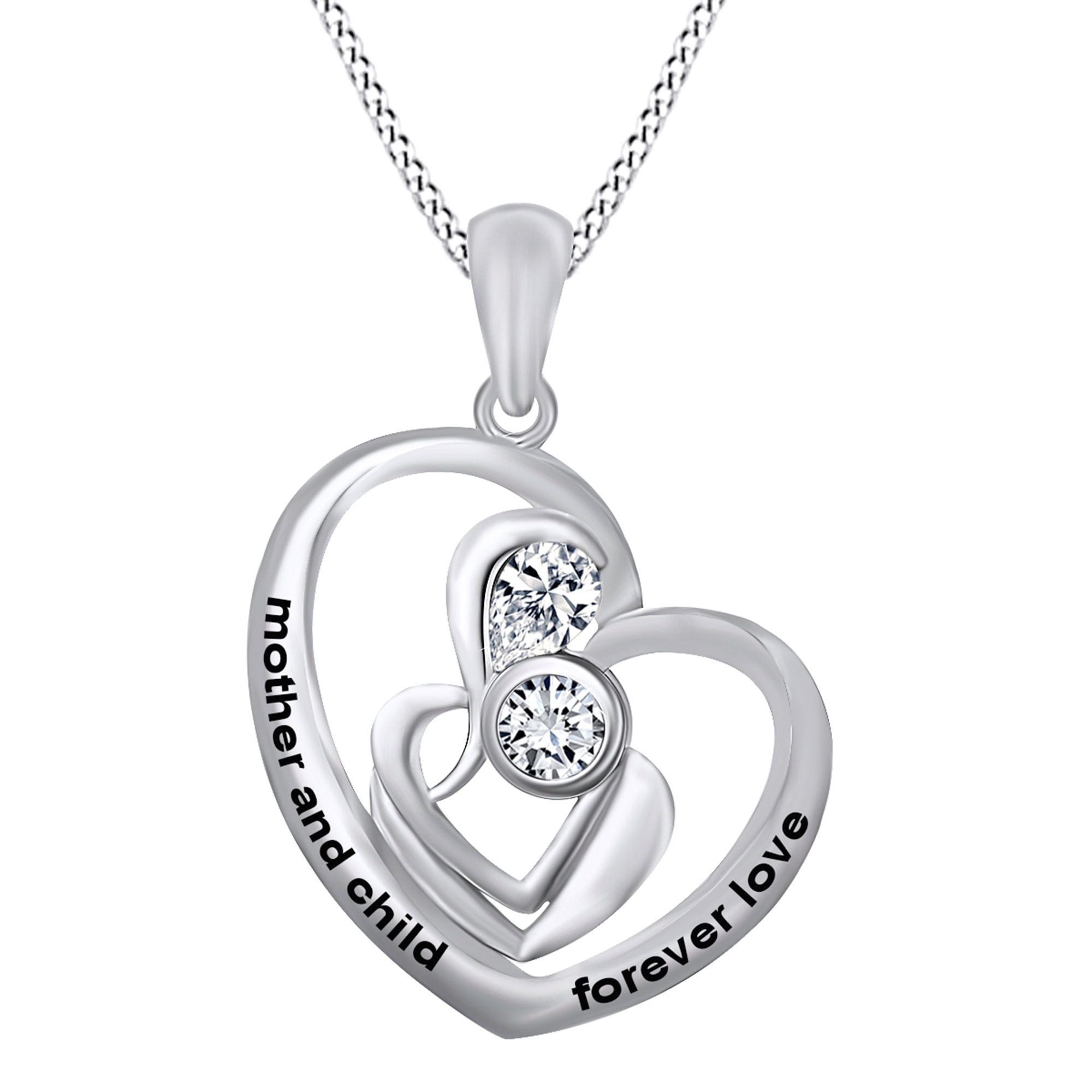 mom and daughter heart necklace