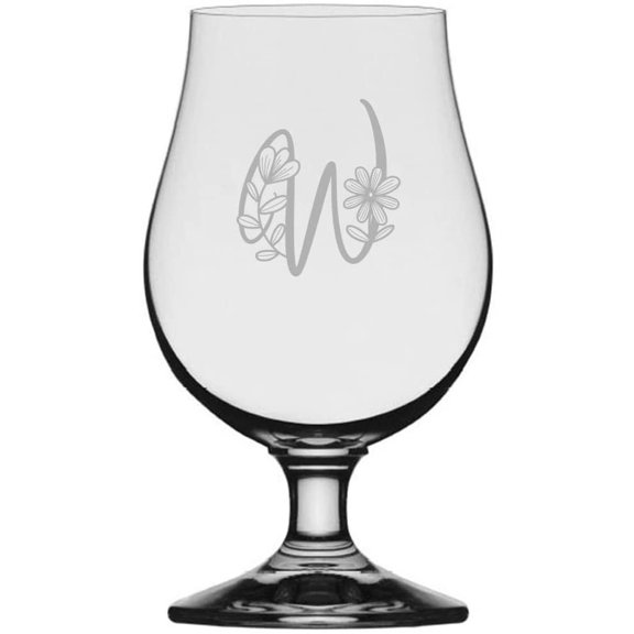 W Daishy Daisy Monogram Etched 13.25oz Iona Beer Glass