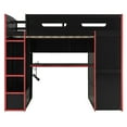 thumbnail image 3 of Full Size Wood Loft Bed with Desk, Wardrobe, Ample Storage Space, and RGB Light, Red, 3 of 9