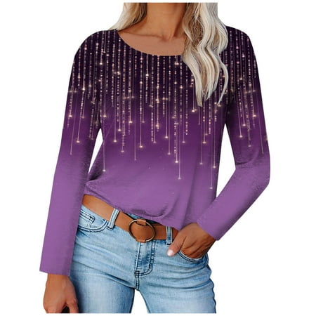 

Bospose Winter Shirt For Girls Girls O-Neck Shirt Long Sleeve Shirt Women Pink Bustier Top Fashion Women S Print Casual T-Shirt Blouse Lady Autumn And T-Shirt Top S