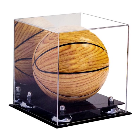 Better Display Cases Acrylic Mini - Miniature (not Full Size) Basketball Display Case with Silver Risers and Mirror (A015-SR)
