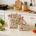 thumbnail image 3 of Yucurem 2 Pack Boho Fabric Storage Basket with Handles, Large Capacity Foldable Floral Organizer for Clothes and Sundries, Quilted Puffer Tote Bag for Home, Picnic, Shopping, Travel, 3 of 9