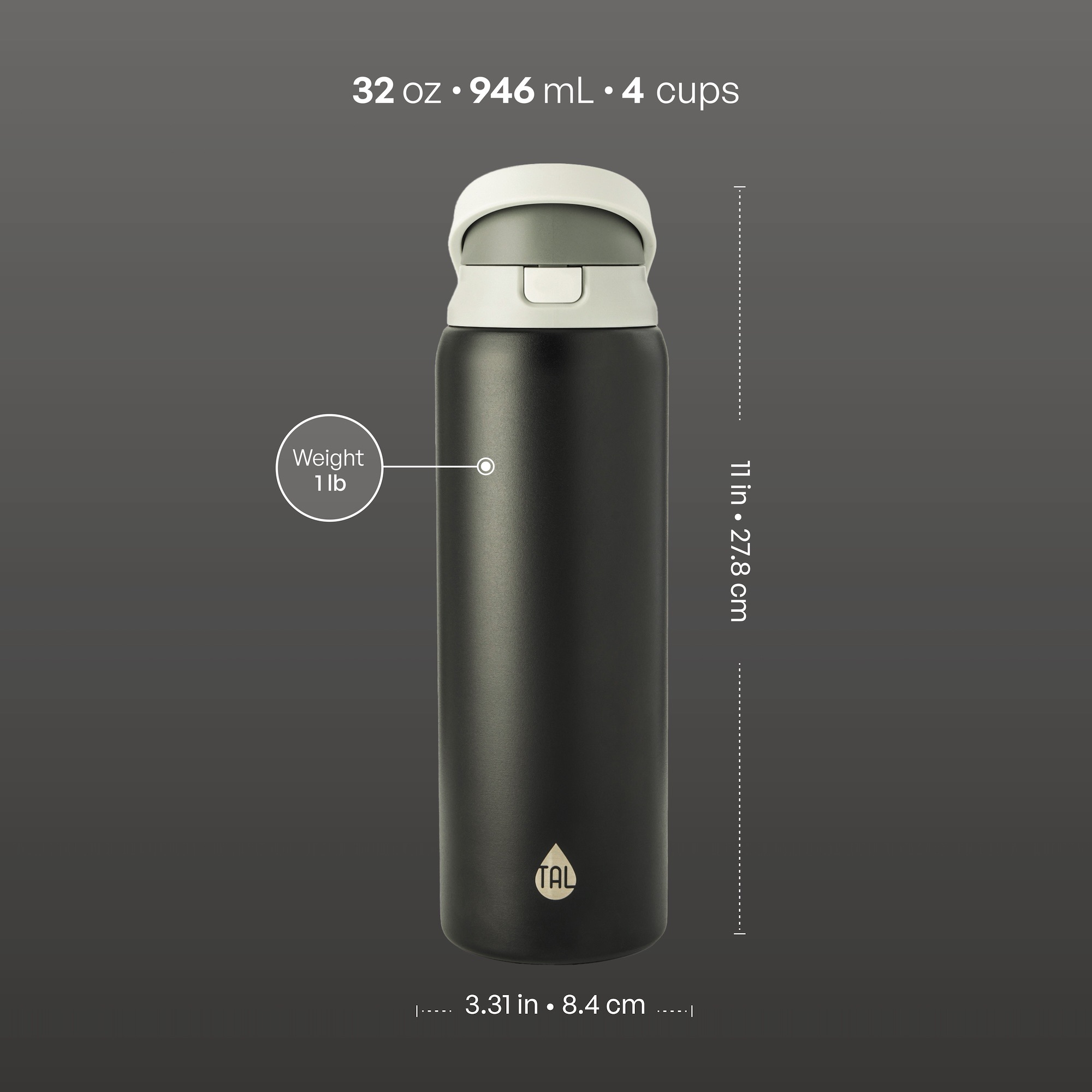 TAL 32oz Stainless Steel Water Bottle with Straw and Chug Lid photo 6