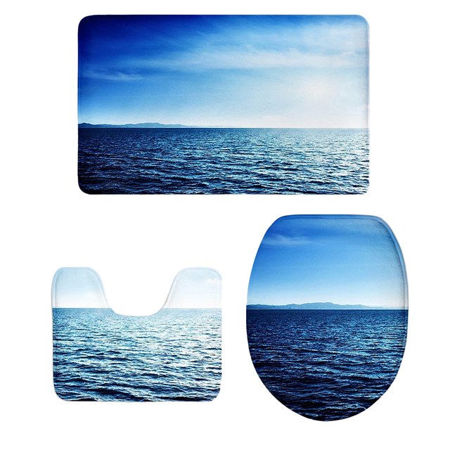 3 X Alfombras de Baño Alfombril de Alfombril Antideslizante para Baño O Cocina - Blue Sea # 23 23 Sunnimix Juego de alfombra de baño
