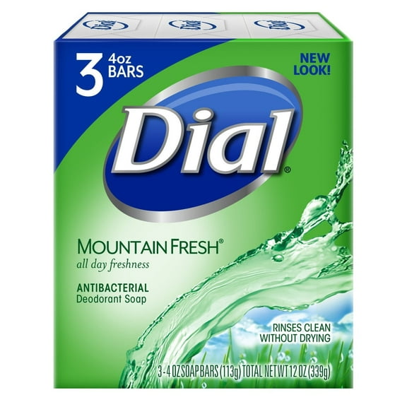 Dial Antibacterial Bar Soap, Mountain Fresh, 4 Ounce, 3 Bars