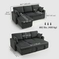 thumbnail image 3 of HOMCOM 81" Sofa Bed, 2 In 1 Pull Out L-Shaped Sleeper Sofa Bed, Dark Grey, 3 of 10
