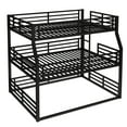 thumbnail image 5 of Heavy-Duty Black Metal Triple Bunk Bed - Full/Full XL over Queen over Queen, Space-Saving Design for Guest Rooms &amp; Shared Spaces, Noise-Reduced, Safety Guardrails, 82.7"L, 5 of 15