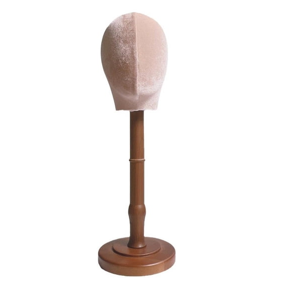 Stgfyxgs Stand, Velvet Manikin Head with Wood Base, Mannequin Head Stand, Holder Display Head for Jewelry, Shops, Caps, Hats 53cm