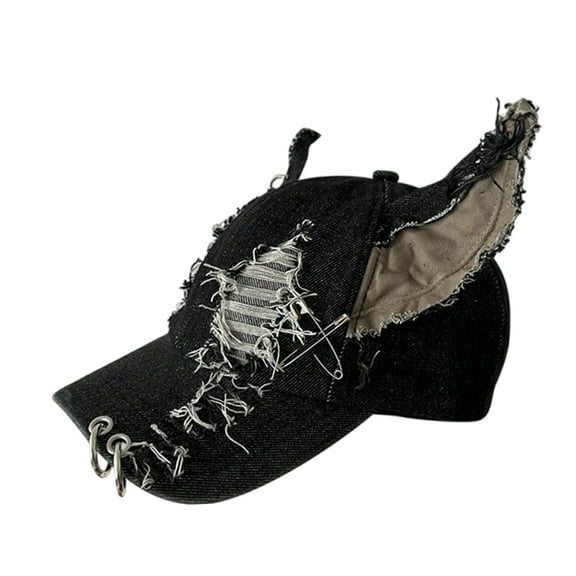 2000s Dog Ear Baseball Hat for Women Men Dark Series Distressed Hat Subcultures Streetwear Hiphop Hat Unisex Headwear