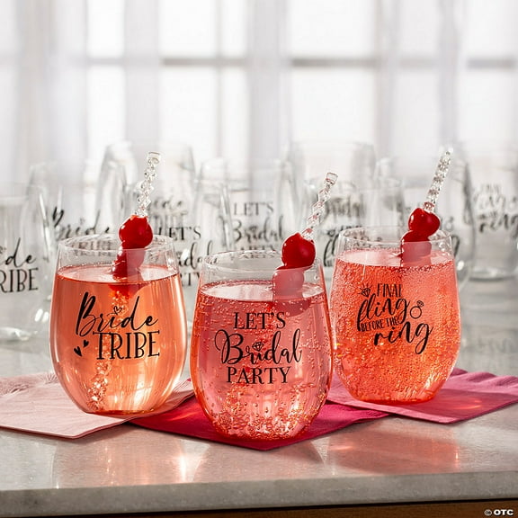 Bulk Bachelorette Party Stemless Wine Glasses - 24 Pieces
