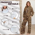 thumbnail image 6 of Yuyamidu Leopard Print Women's Tracksuits Matching Sweatsuit Loungewear Lounge Sets 2 Piece Outfits Spring Fall Winter Drawstring Pullover Sweatshirt Wide Leg Sweatpants Tops Bottoms Set L, 6 of 7