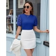 thumbnail image 2 of Womens Short Sleeve Blouse Business Casual Dressy Tops Ribbed Summer Stylish Work Shirts, 2 of 6