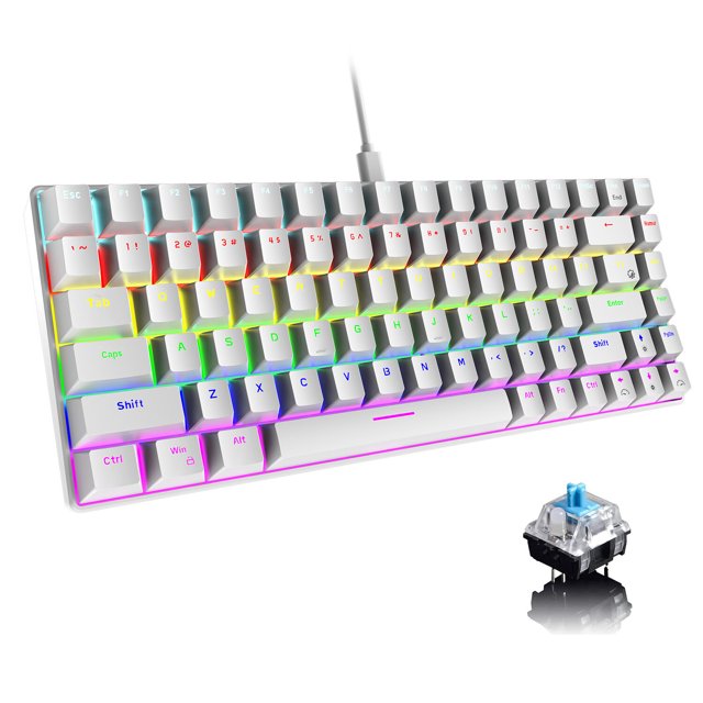 Wired Gaming Keyboard Rainbow Backlit Mechanical Keyboard TypeC 84