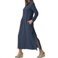 thumbnail image 2 of Maxi vestido camisero para mujer manga larga caftán vestidos largos fiesta holgado Maxi vestido, 2 of 4