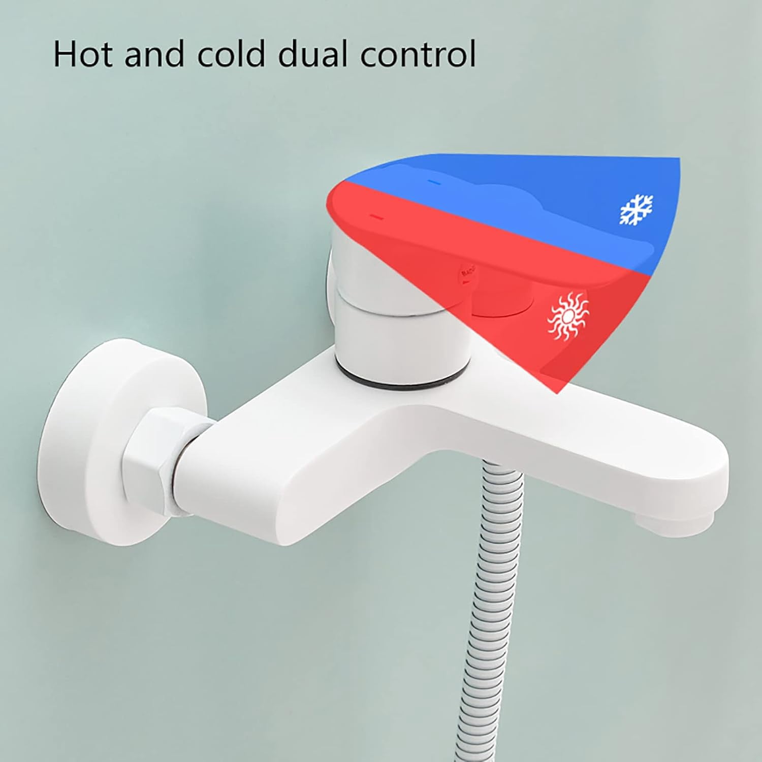 White Tub Faucet Single Handle 2 Holes Bathtub Faucet Wall Mount Tub Filler Faucet Brass Tub Mixer Tap with 3 Spray Handheld Shower, Shower Slide Bar