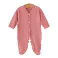 thumbnail image 2 of Tranfacy Boys and Girls 0-6 Months Rompers Long Sleeve Full Length Pant Crew Neck Ribbed Footed Jumpsuit Outfit, 2 of 5