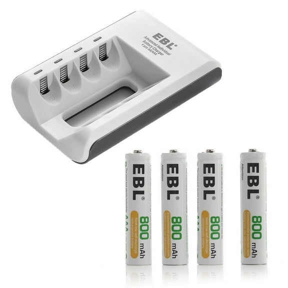 EBL 4-Pack Rechargeable AAA Batteries, General Purpose Battery with Battery Charger for Ni-MH Ni-CD AAA AA Battery