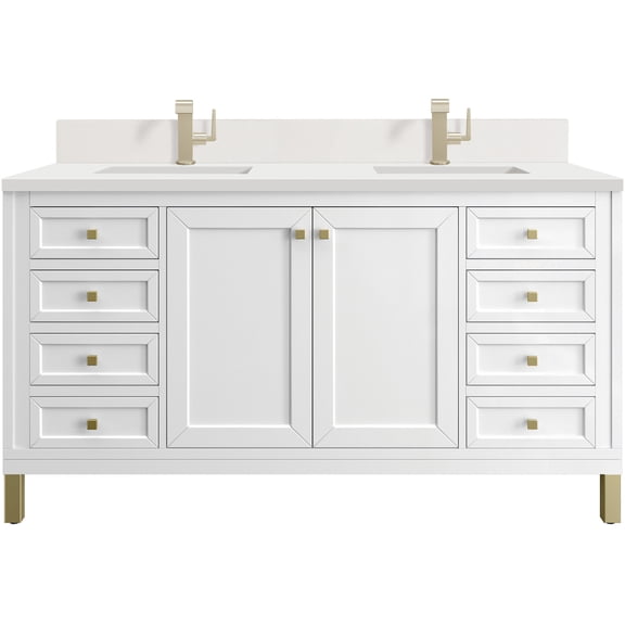 James Martin Vanities 503-V60d-1Wz Chicago 60" Free Standing Double Basin Vanity Set -