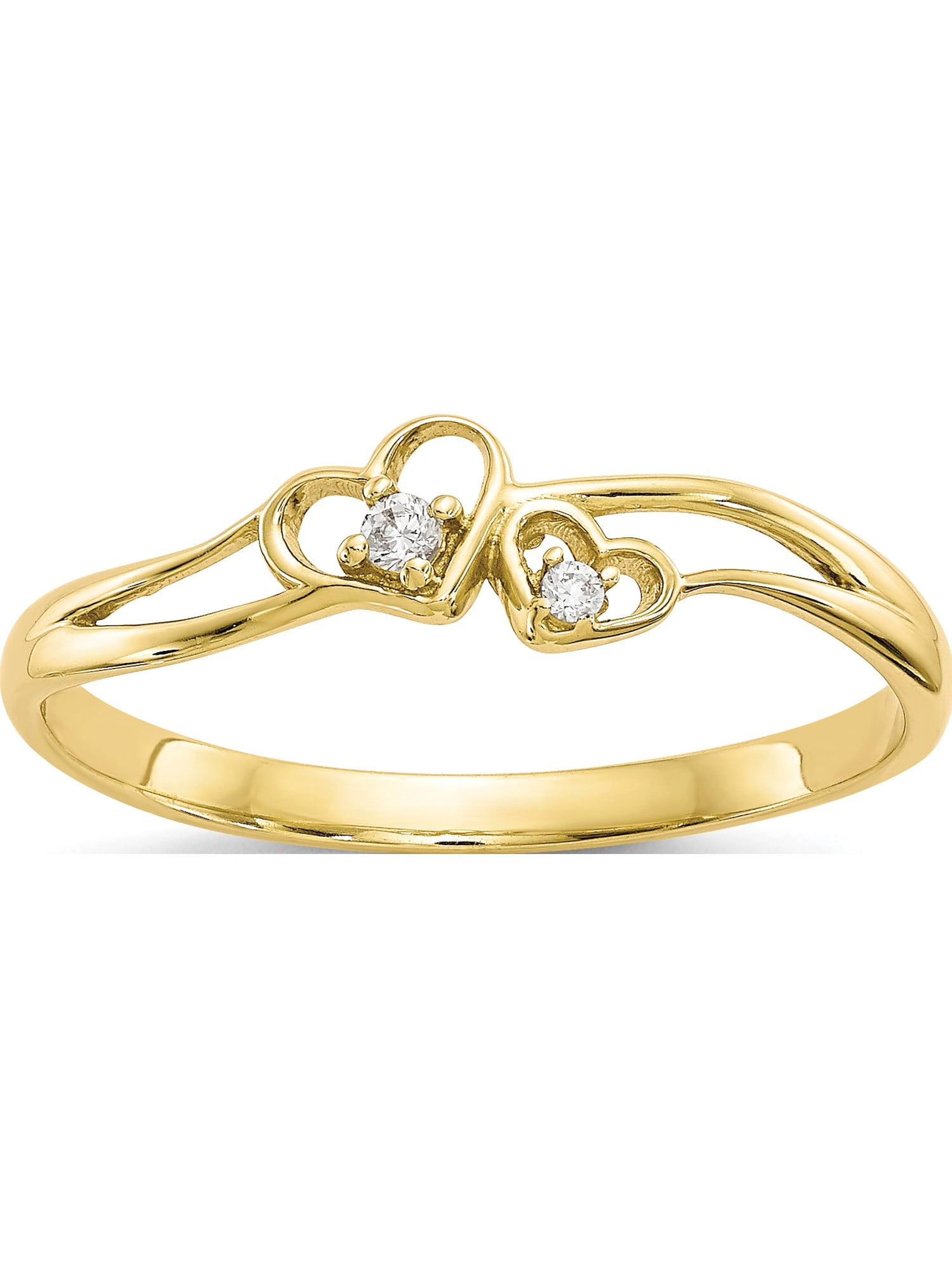 10k Yellow Gold CZ Double Heart Ring | Walmart Canada